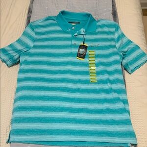 Greg Norman Collection Blue Polo Shirt with Striped Design